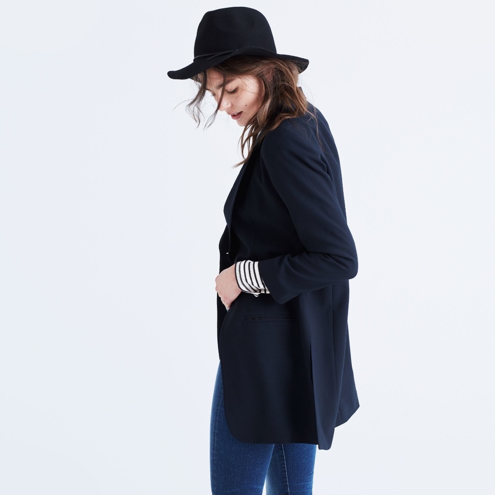 Madewell Trevi Drapey Blazer in True Black